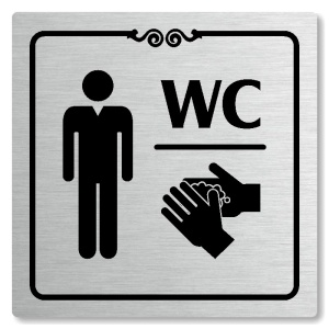WC muži, 80x80mm, stříbrná, Texas